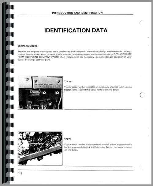 Operators Manual for White 37 Field Boss Tractor Sample Page From Manual