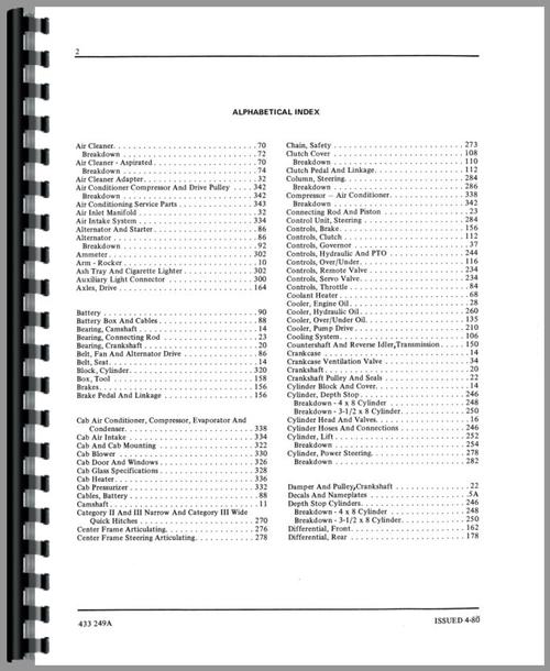 Parts Manual for White 4-150 Tractor Sample Page From Manual