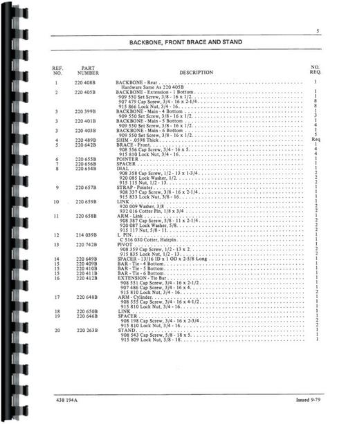 Parts Manual for White 598 Plow Sample Page From Manual