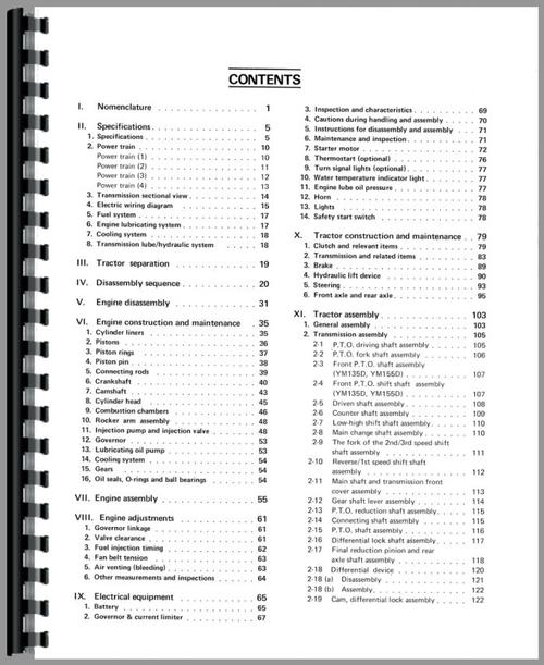 Service Manual for Yanmar YM135 Tractor Sample Page From Manual